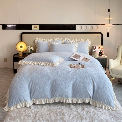 91家纺网 家纺一手货源 找家纺 （总）焱博家纺 2025新款全消光雕花牛奶绒韩版四件套