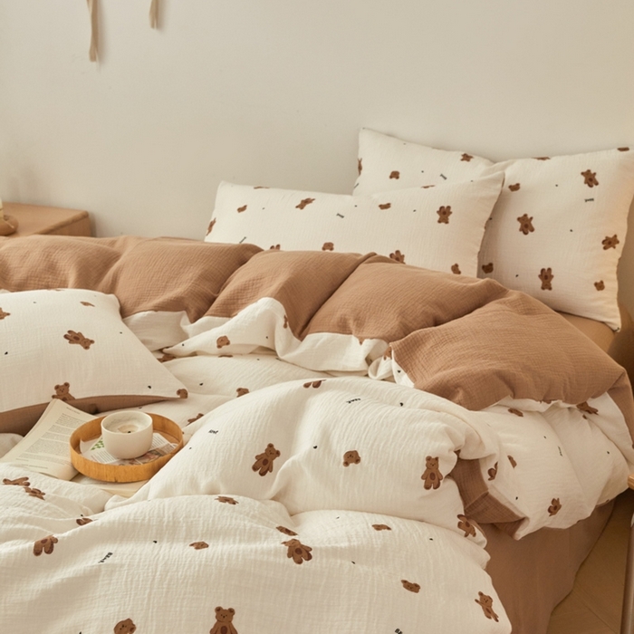 91家纺网 家纺一手货源 找家纺 （总）618家纺 2025新款A类母婴级全棉三层纱皱皱纱纯棉四件套