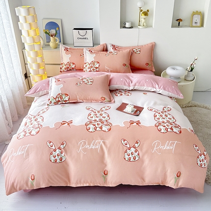 梦卓家纺 2025新款小清新植物羊绒印花单被套 花园小兔