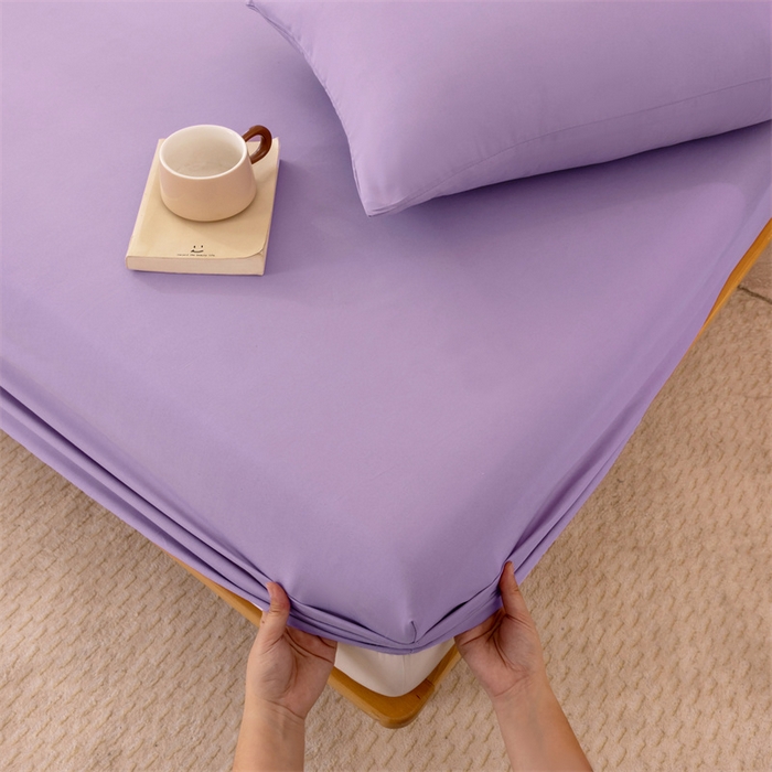 91家纺网 家纺一手货源 找家纺 优迈 2025新款水洗棉亲肤磨毛纯色单品系列单床笠单枕套三件套 深紫