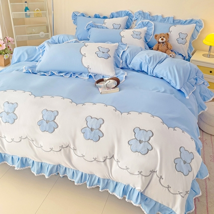 91家纺网 家纺一手货源 找家纺 （总）慕语家纺 2025新款高定贴布绣磨毛四件套-熊小贝