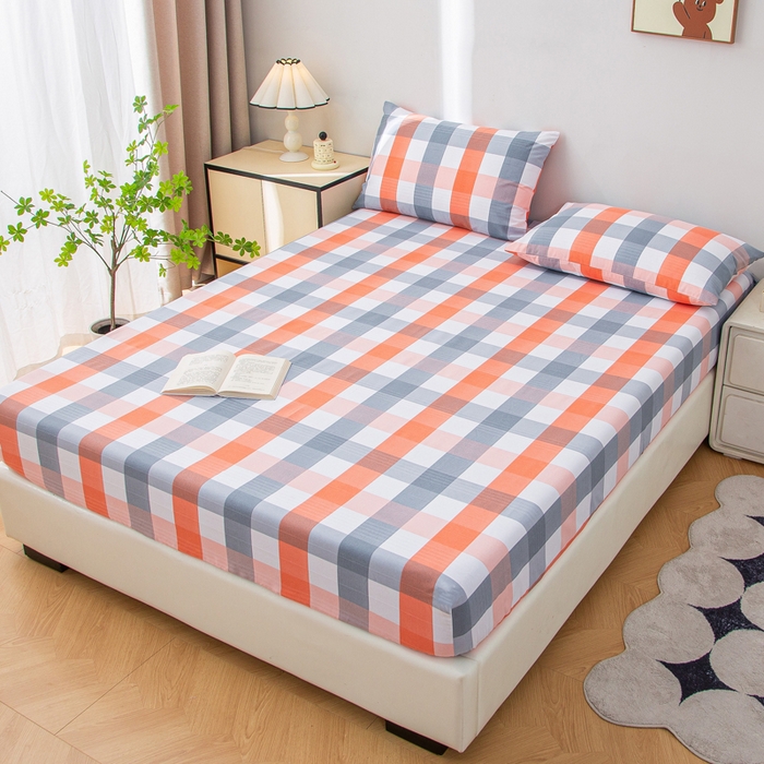 91家纺网 家纺一手货源 找家纺 金泰莱 2025新款五幅段床笠 粉白格