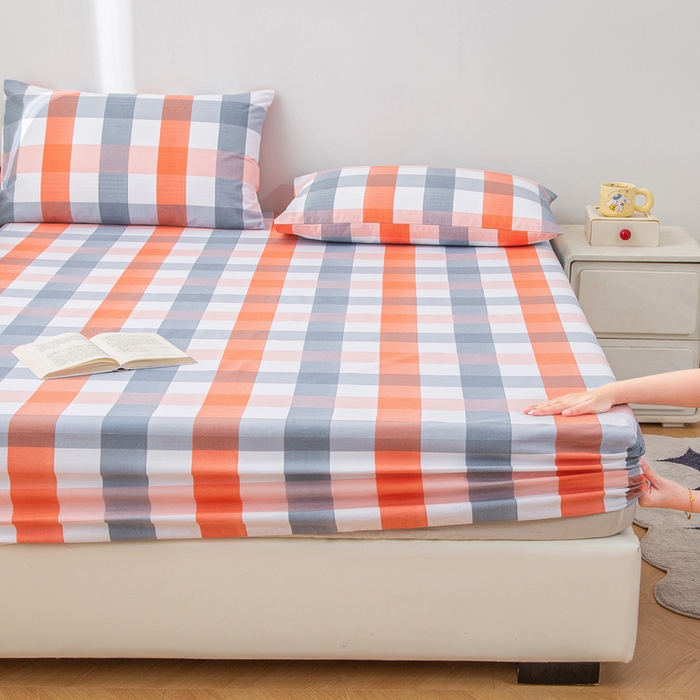 91家纺网 家纺一手货源 找家纺 金泰莱 2025新款五幅段床笠 粉白格