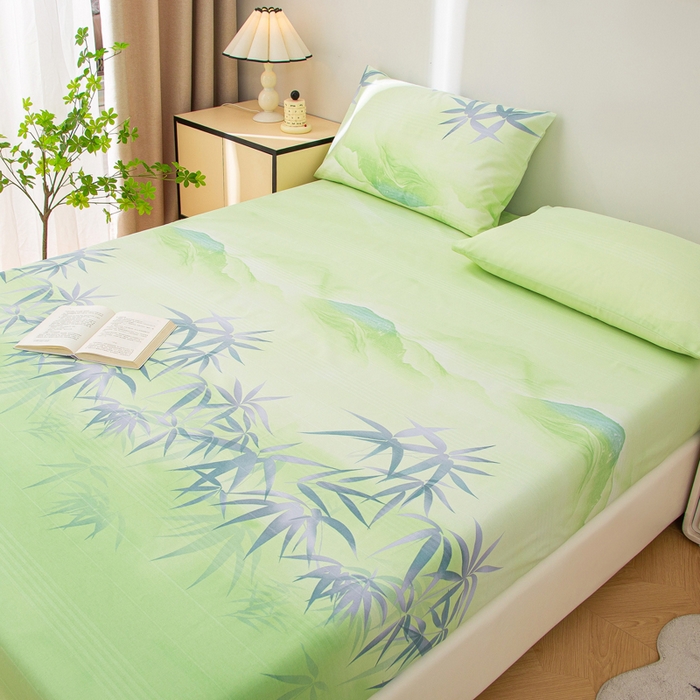 91家纺网 家纺一手货源 找家纺 棉乐町 2025新款五幅段床笠箬竹