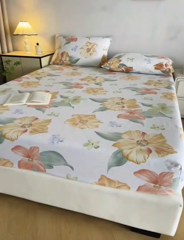 91家纺网 家纺一手货源 找家纺 金泰莱 2025新款五幅段床笠 花郁悠然