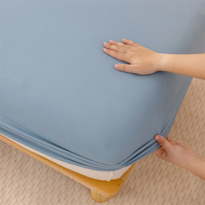 91家纺网 家纺一手货源 找家纺 优迈 2025新款水洗棉亲肤磨毛纯色单品系列单床笠单枕套三件套 雾蓝