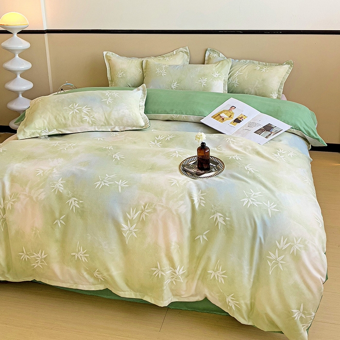 91家纺网 家纺一手货源 找家纺 梦卓家纺 2025新款小清新植物羊绒印花单被套 森林密语