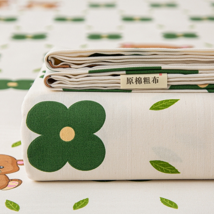 91家纺网 家纺一手货源 找家纺 棉乐町 2025新款五幅段床单 小棕熊