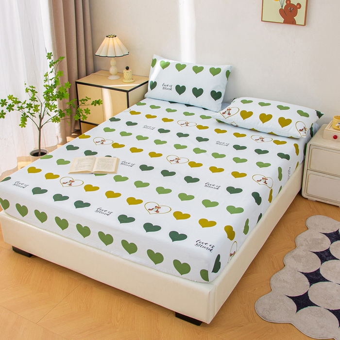 91家纺网 家纺一手货源 找家纺 首爱 2025新款五幅段床笠 心心熊