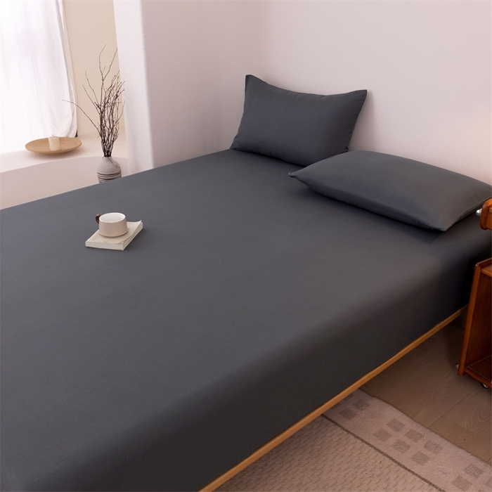 91家纺网 家纺一手货源 找家纺 优迈 2025新款水洗棉亲肤磨毛纯色单品系列单床笠单枕套三件套 蓝灰