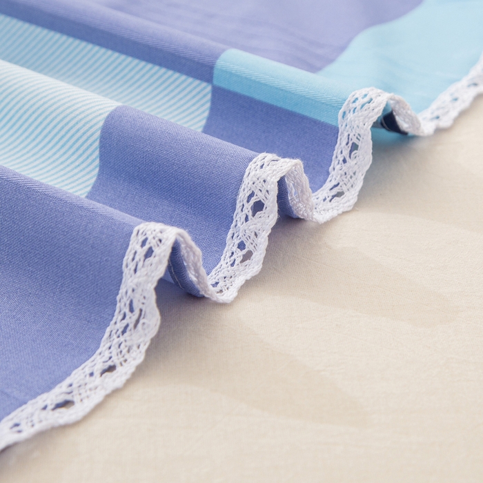 91家纺网 家纺一手货源 找家纺 棉乐町 2025新款五幅段床单 枫叶蓝格