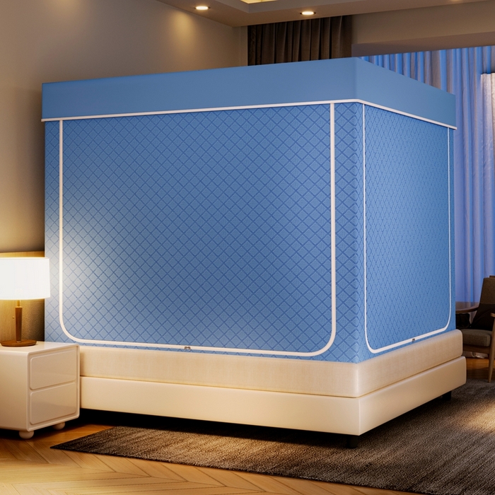 91家纺网 家纺一手货源 找家纺 兆星家纺 2025新款防蚊遮光保暖蚊帐 天蓝