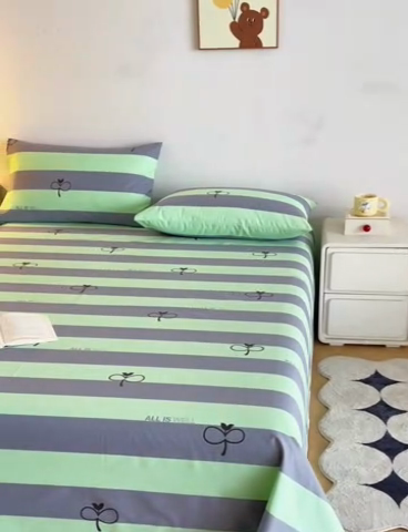 91家纺网 家纺一手货源 找家纺 首爱 2025新款五幅段床单 海军绿