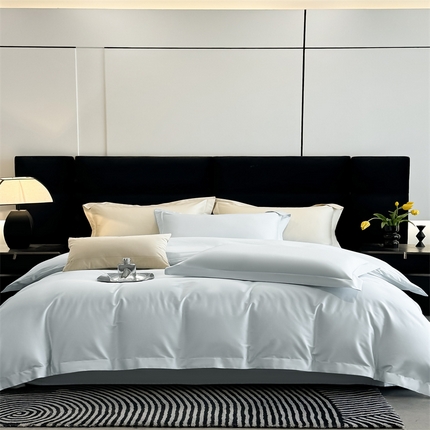 91家纺网 家纺一手货源 找家纺 朵希曼 2025新款纯色贡缎长绒棉系列四件套 湖水兰