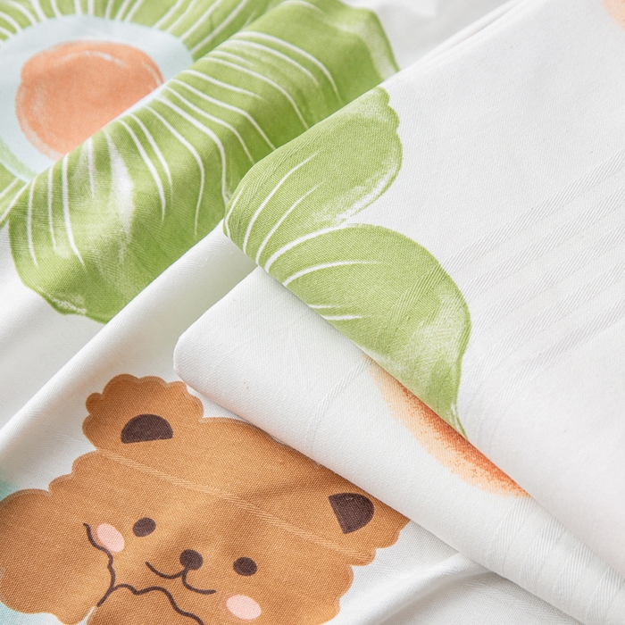 91家纺网 家纺一手货源 找家纺 金泰莱 2025新款五幅段床单 花朵熊