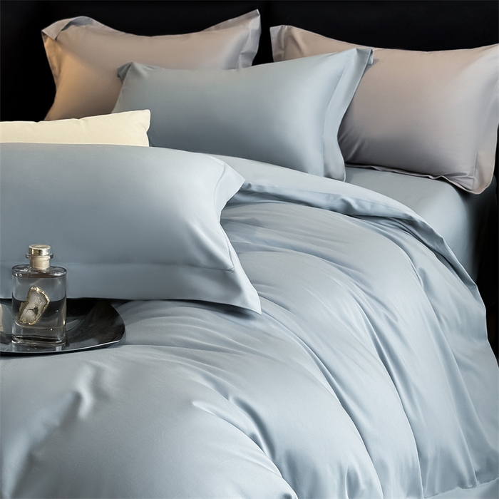 91家纺网 家纺一手货源 找家纺 朵希曼 2025新款纯色贡缎长绒棉系列四件套 宾利蓝