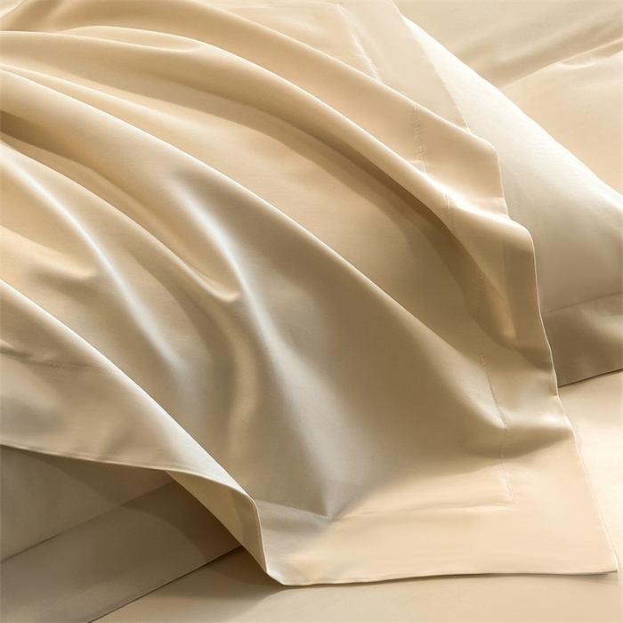 91家纺网 家纺一手货源 找家纺 朵希曼 2025新款纯色贡缎长绒棉系列四件套 米黄