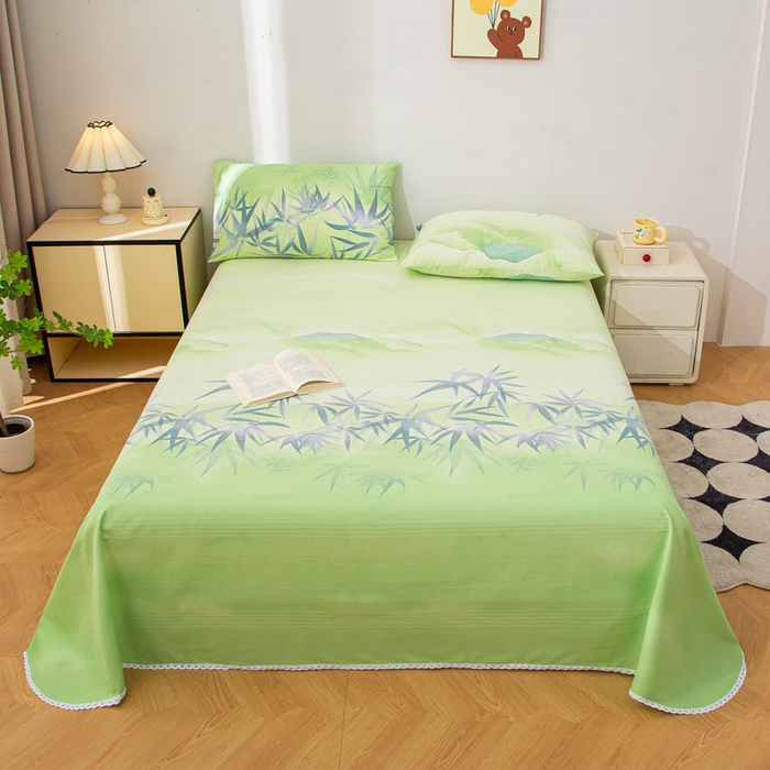 91家纺网 家纺一手货源 找家纺 首爱 2025新款五幅段床单 箬竹