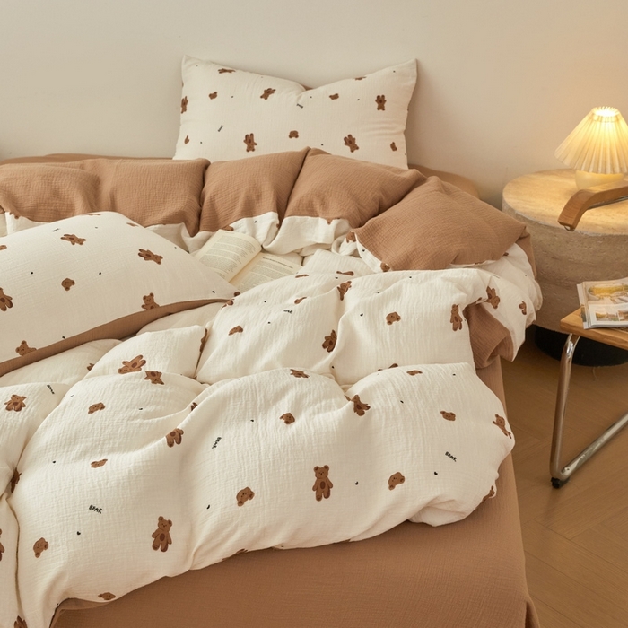 91家纺网 家纺一手货源 找家纺 （总）618家纺 2025新款A类母婴级全棉三层纱皱皱纱纯棉四件套