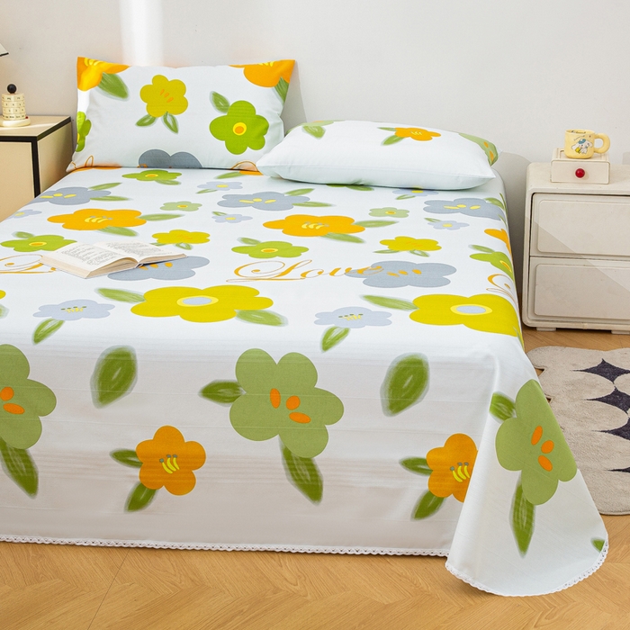 91家纺网 家纺一手货源 找家纺 棉乐町 2025新款五幅段床单 春意盎然