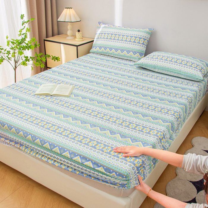 91家纺网 家纺一手货源 找家纺 首爱 2025新款五幅段床笠 民族风