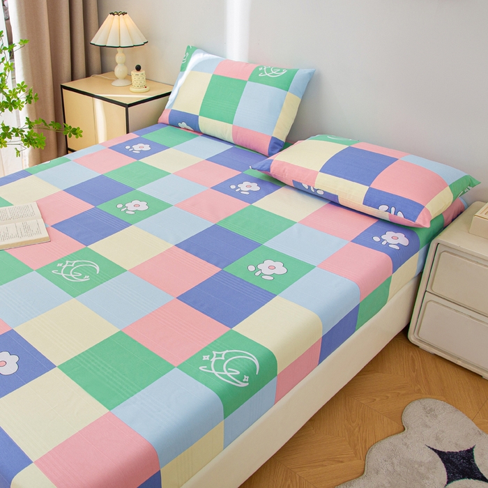 91家纺网 家纺一手货源 找家纺 首爱 2025新款五幅段床笠 彩格