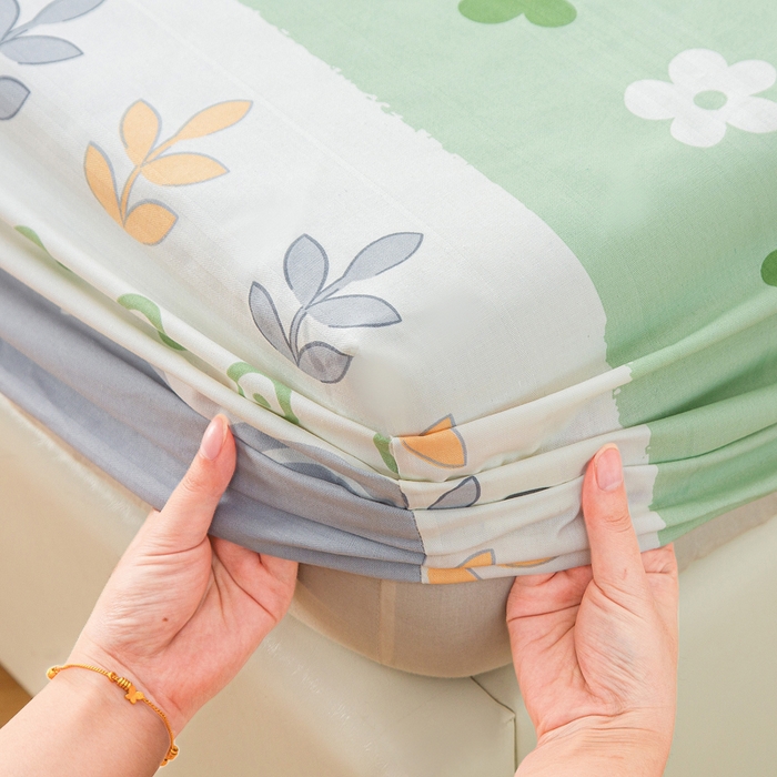 91家纺网 家纺一手货源 找家纺 首爱 2025新款五幅段床笠 清新花开