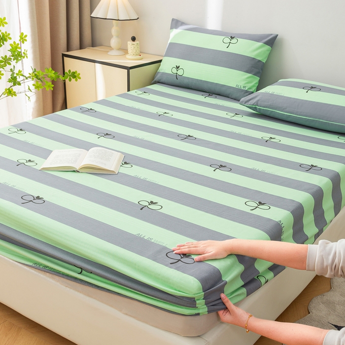 91家纺网 家纺一手货源 找家纺 棉乐町 2025新款五幅段床笠海军绿