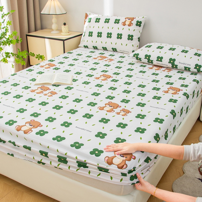 91家纺网 家纺一手货源 找家纺 首爱 2025新款五幅段床笠 小棕熊