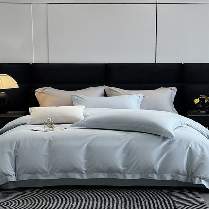 91家纺网 家纺一手货源 找家纺 朵希曼 2025新款纯色贡缎长绒棉系列四件套 宾利蓝