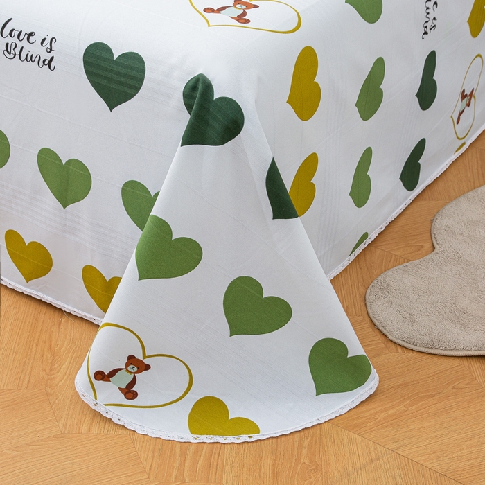 91家纺网 家纺一手货源 找家纺 首爱 2025新款五幅段床单 心心熊