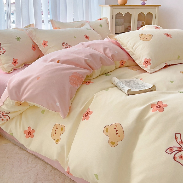 91家纺网 家纺一手货源 找家纺 梦卓家纺 2025新款小清新植物羊绒印花单被套 安迪熊