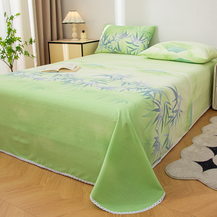 91家纺网 家纺一手货源 找家纺 棉乐町 2025新款五幅段床单 箬竹