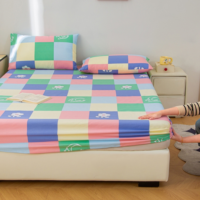 91家纺网 家纺一手货源 找家纺 首爱 2025新款五幅段床笠 彩格