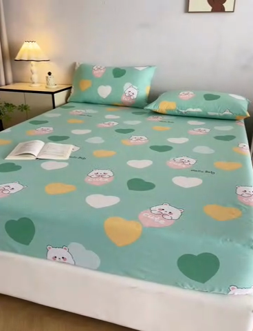 91家纺网 家纺一手货源 找家纺 首爱 2025新款五幅段床笠 兔兔心情