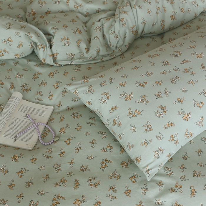 91家纺网 家纺一手货源 找家纺 2025春夏新品母婴A类全棉纯棉针织棉软糯糯清新小碎花床单款四件套 复古玫瑰