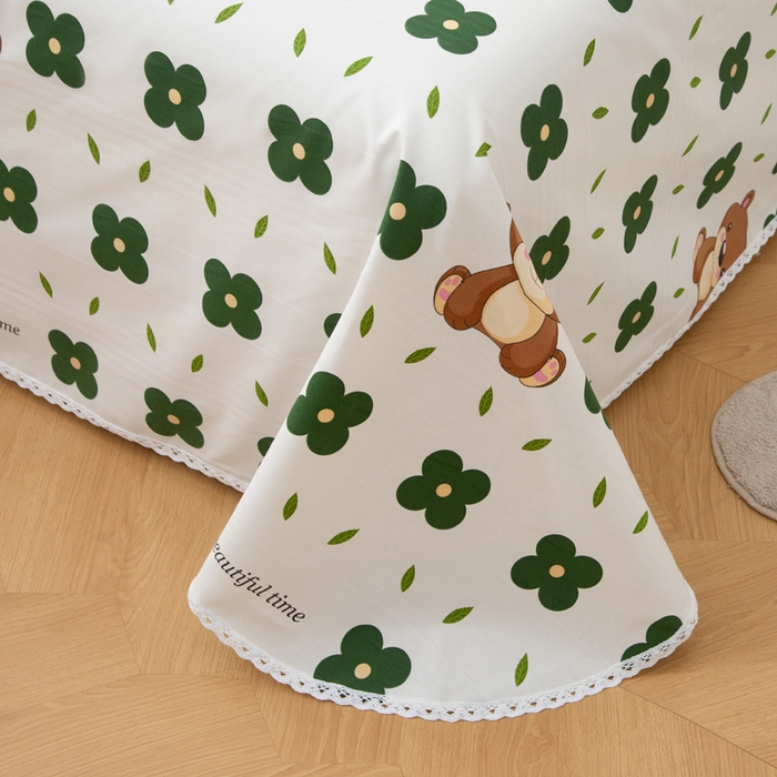 91家纺网 家纺一手货源 找家纺 首爱 2025新款五幅段床单 小棕熊