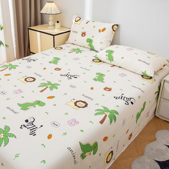 91家纺网 家纺一手货源 找家纺 棉乐町 2025新款五幅段床单 动物乐园