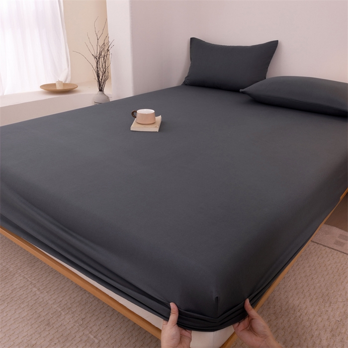 91家纺网 家纺一手货源 找家纺 优迈 2025新款水洗棉亲肤磨毛纯色单品系列单床笠单枕套三件套 蓝灰