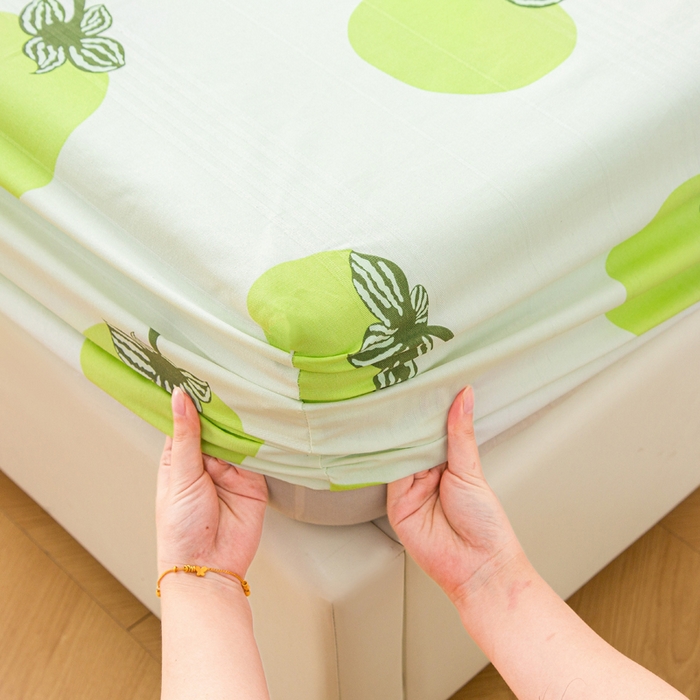 91家纺网 家纺一手货源 找家纺 金泰莱 2025新款五幅段床笠 绿柿子