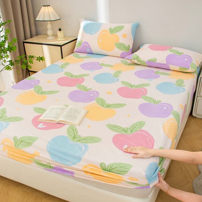 91家纺网 家纺一手货源 找家纺 首爱 2025新款五幅段床笠 苹果乐园