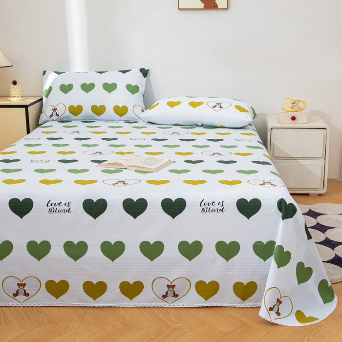 91家纺网 家纺一手货源 找家纺 棉乐町 2025新款五幅段床单 心心熊