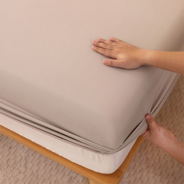 91家纺网 家纺一手货源 找家纺 优迈 2025新款水洗棉亲肤磨毛纯色单品系列单床笠单枕套三件套 卡其