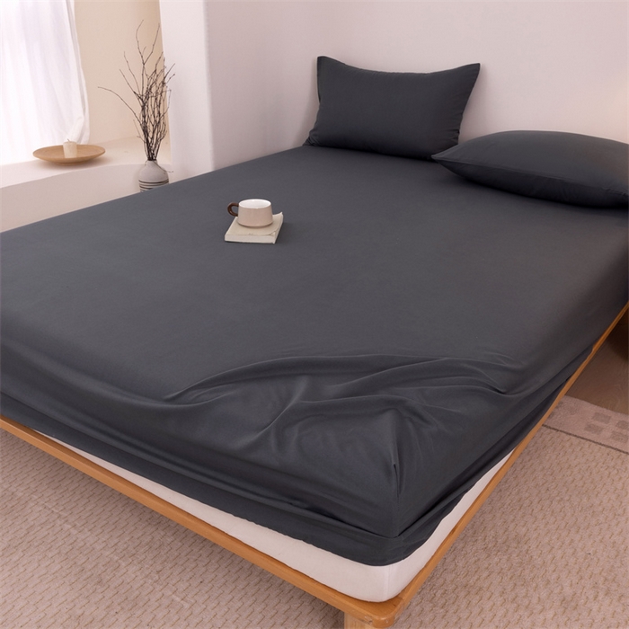 91家纺网 家纺一手货源 找家纺 优迈 2025新款水洗棉亲肤磨毛纯色单品系列单床笠单枕套三件套 蓝灰