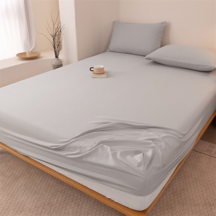 91家纺网 家纺一手货源 找家纺 优迈 2025新款水洗棉亲肤磨毛纯色单品系列单床笠单枕套三件套 浅灰