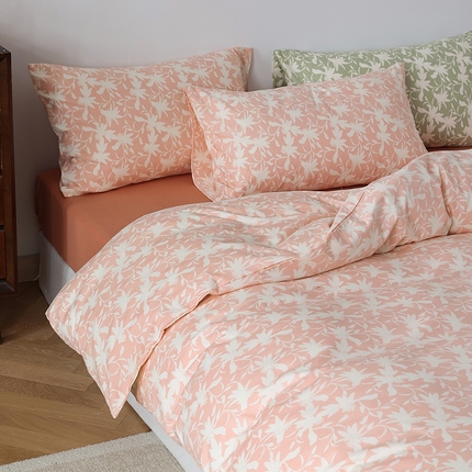 2025春夏新品母婴A类全棉纯棉针织棉软糯糯清新小碎花床单款四件套 盛夏粉