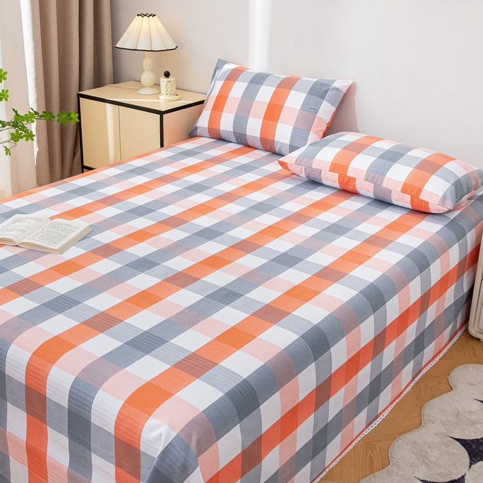 91家纺网 家纺一手货源 找家纺 首爱 2025新款五幅段床单 粉白格