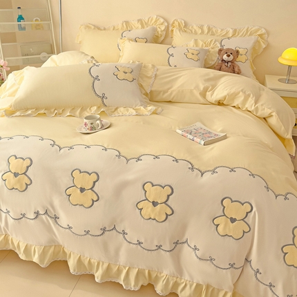 91家纺网 家纺一手货源 找家纺 （总）慕语家纺 2025新款高定贴布绣磨毛四件套-熊小贝