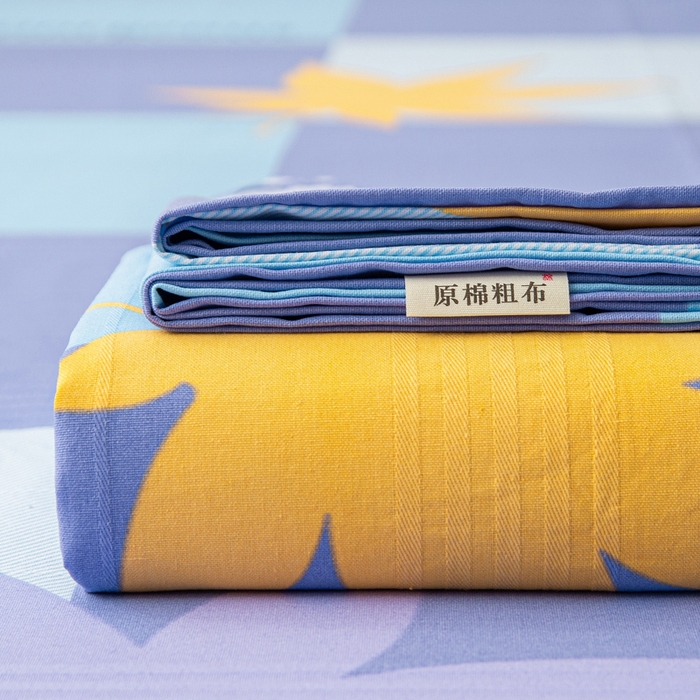 91家纺网 家纺一手货源 找家纺 首爱 2025新款五幅段床单 枫叶蓝格