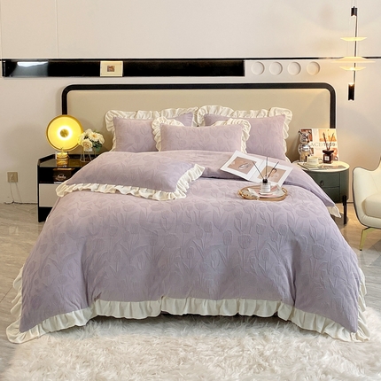 91家纺网 家纺一手货源 找家纺 （总）焱博家纺 2025新款全消光雕花牛奶绒韩版四件套